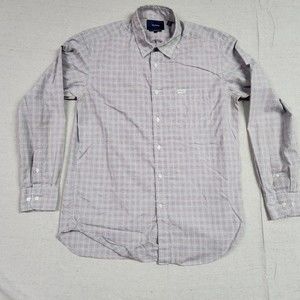 Faconable Shirt Mens Large Brown Blue Button Up Long Sleeve Casual Plaid